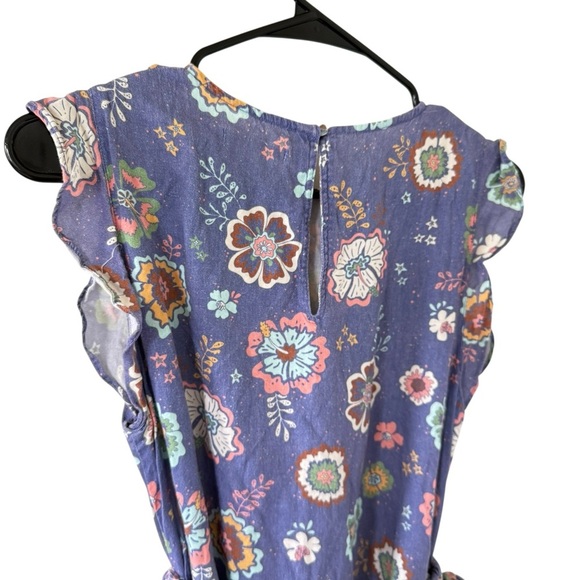 Marine Layer Laney Dress Ruffle Sleeve Tiered Mini Marlin Hibiscus Floral - Picture 6 of 8